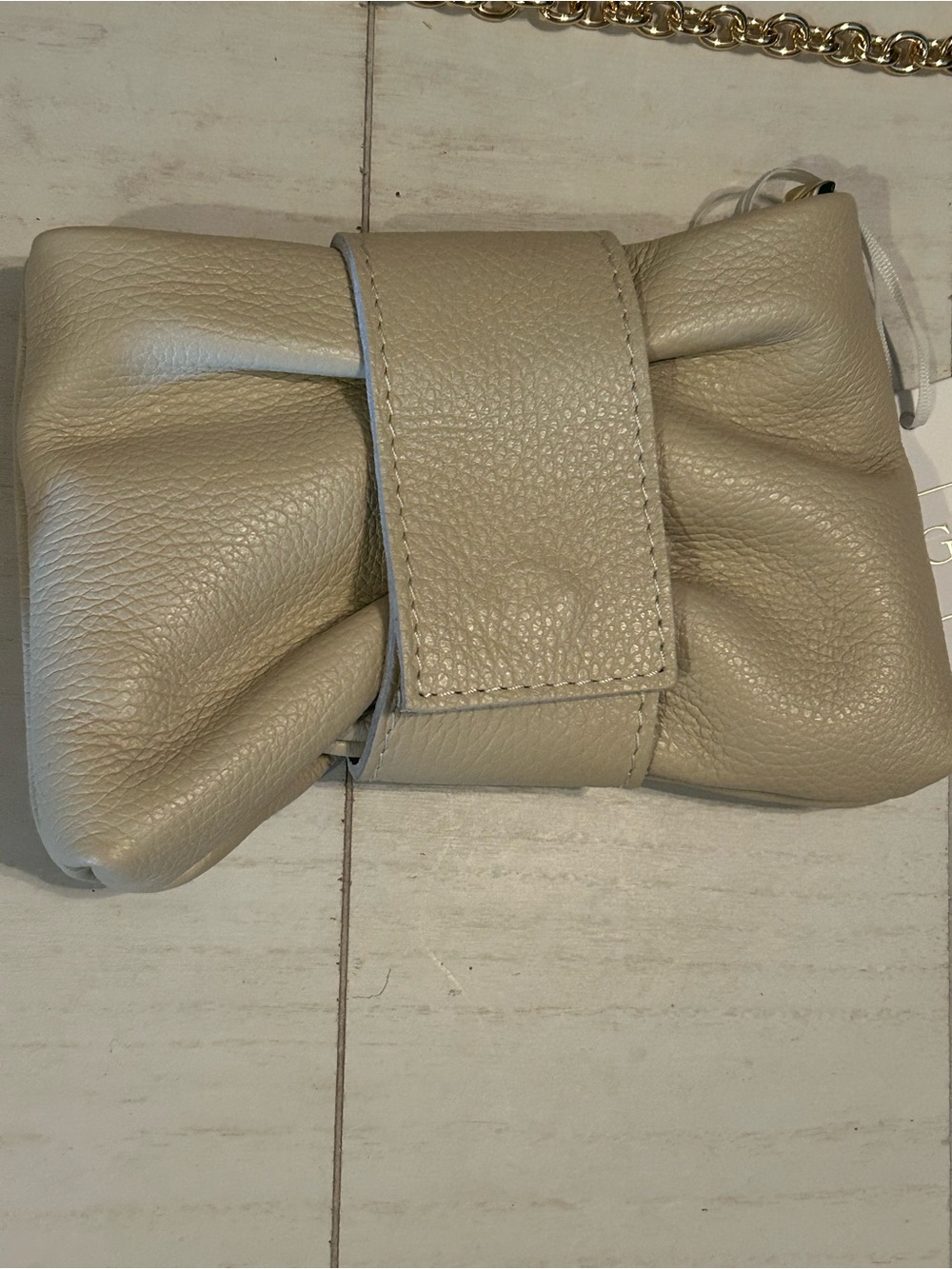 GERMAN FUENTES women's bow clutch bag‎ in Beige NWT
